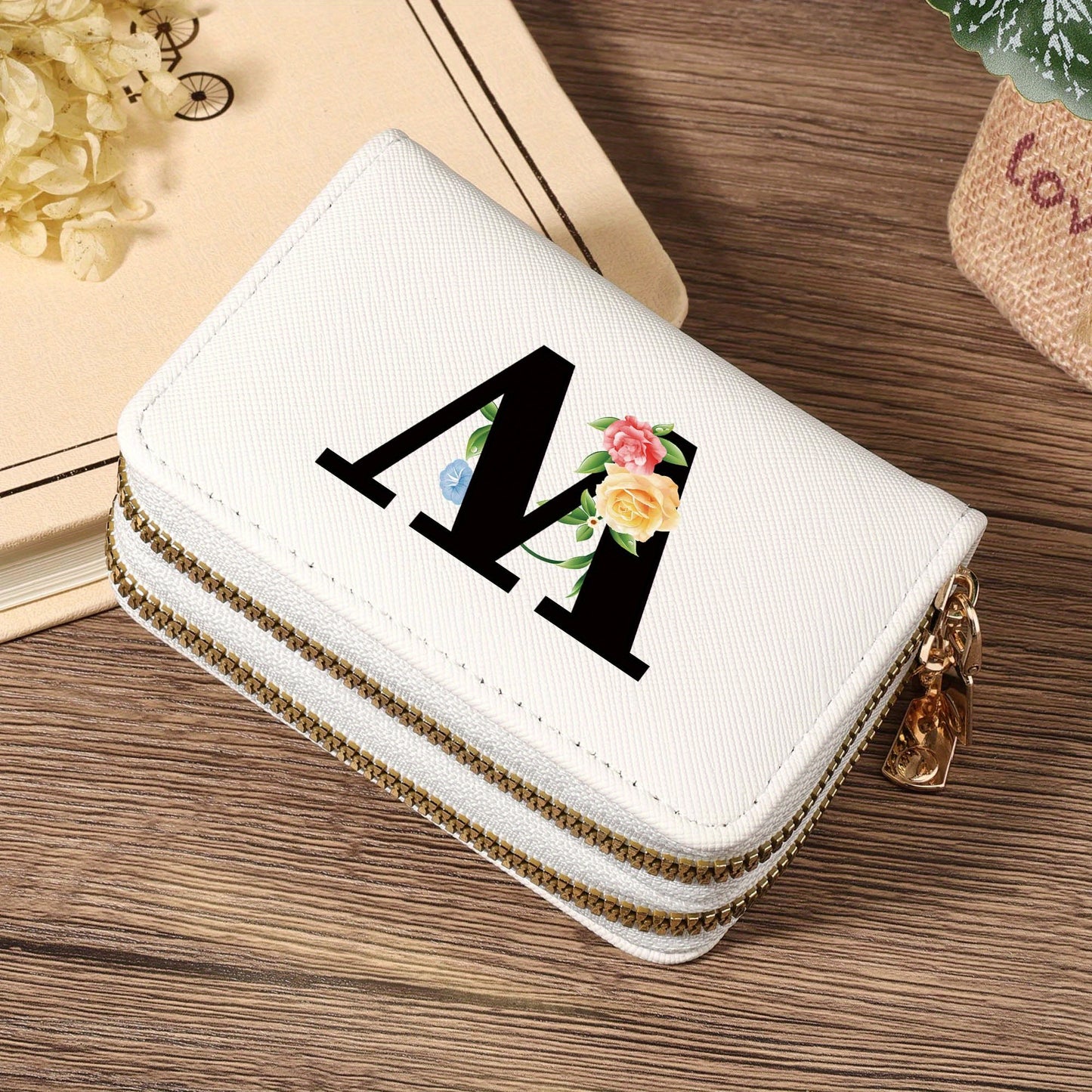 Women's Lightweight Wallet - Compact Zipper Purse with Multiple Card Slots & Coin Pocket, Elegant Monogram Initials, Secure Closure for Everyday, Travel, Gift - Women's Credit Card Organizer, Everyday Carry Purse, Stylish Ini