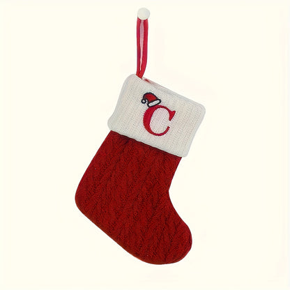Knitted letter Christmas stockings, Christmas stockings, small Christmas English letter hanging stockings, Christmas stockings, double-sided fireplace hanging stockings, suitable for Christmas party decorations, New Year part