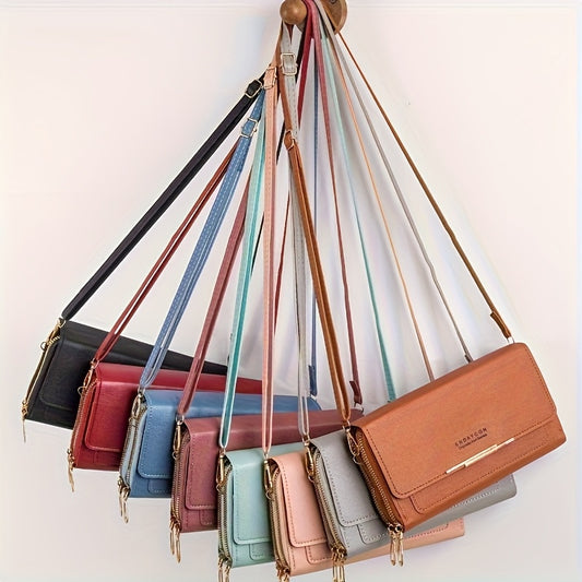 1pc Women's coin purse, mobile phone bag, card holder wallet, handbag, 9pcs Color Choices, coin wallet, handheld coin purse with RFID protection and adjustable shoulder strap