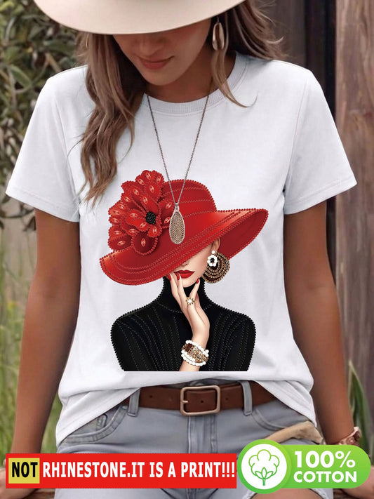 Women's Spring Summer Cotton Casual Floral Print T-Shirt - ayq