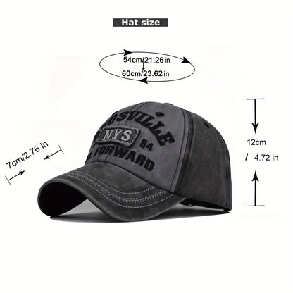 Vintage Style Unisex Baseball Cap, 100% Cotton Embroidered NYS Letter Design, Adjustable Dad Hat for Sports and Sun Protection, Hand Washable