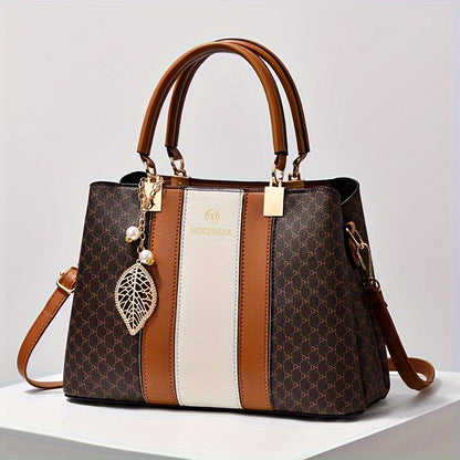 Elegant Large Capacity PU Shoulder Bag for Women with Animal Print