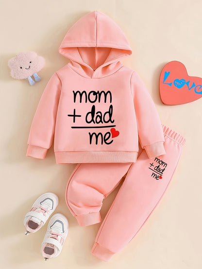 Toddler Girl's Casual 'Love' Letter Print Hoodie & Pants Set