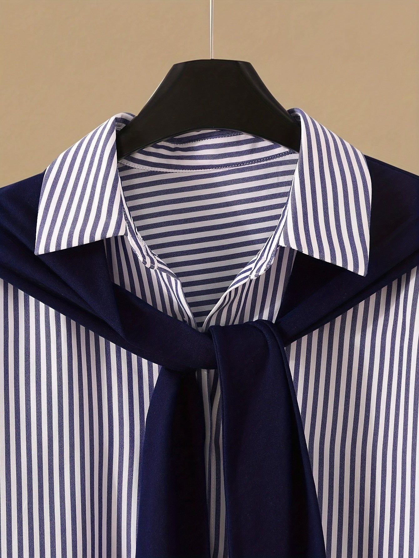 Gavin 2pcs/Set Women'S Striped Shirt with Shawl Collar And High-Waisted Wide Leg Pants, Spring/Autumn - ayq
