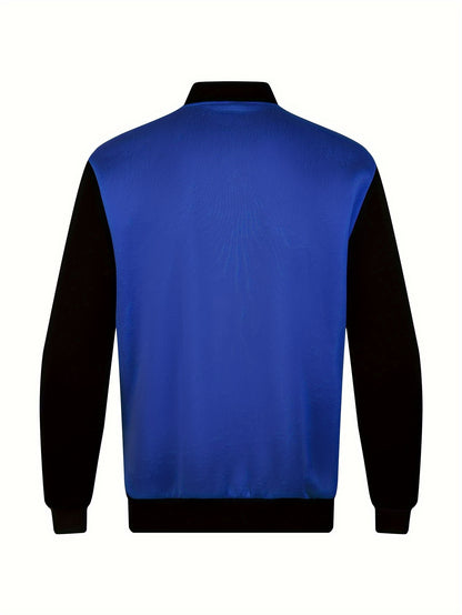 Men's Letter Print Contrast Color Baseball Jacket