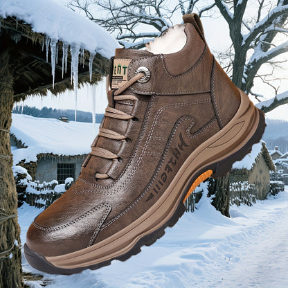 Men's Full-Grain Leather Plush-Lined Casual Winter Sneakers