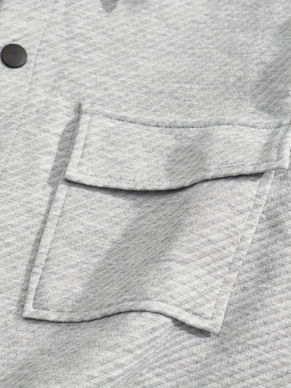 Men's Casual Sportswear Set - Long Sleeve Button-Up Shirt & Joggers, Stretch Fabric, Spring/Fall Collection