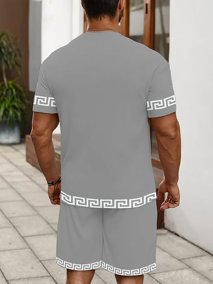 Men's Casual Sportswear Set - Breathable T-Shirt & Shorts