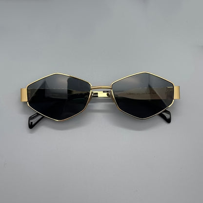 Women’s Metal Frame Polygonal Sunglasses with Colored Lenses