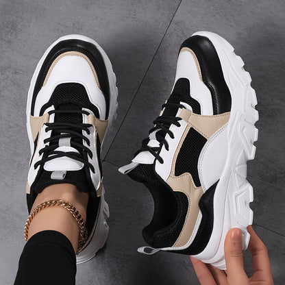 Women'S Fashion Casual Sneakers, Sizes 36-42, Breathable Lace-Up Running Shoes, Lightweight, Low Top, Round Toe, with Fabric Upper and MD Sole, All-Season Wear