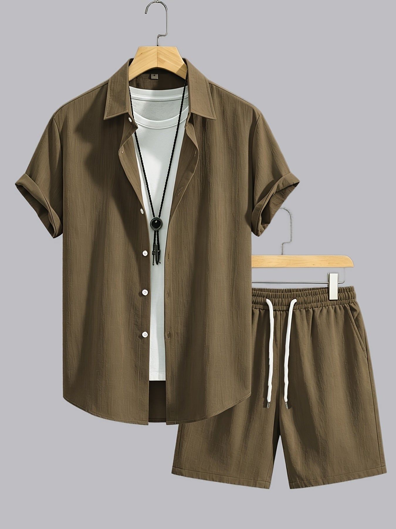 Men's Summer Casual Shirt & Shorts Set - Lightweight, Breathable