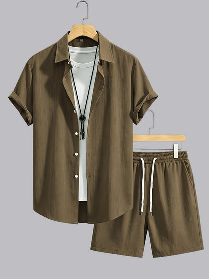Men's Summer Casual Shirt & Shorts Set - Lightweight, Breathable