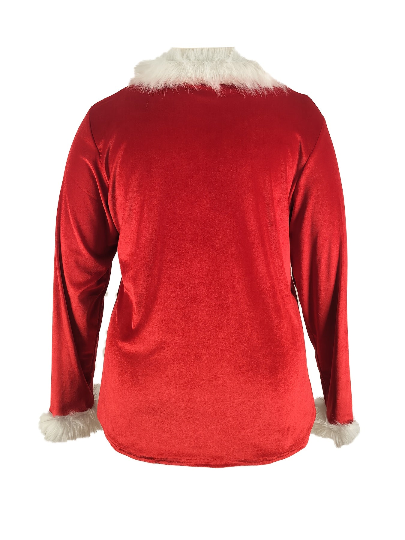 Plus Size - Plus Size - Plus Size, Women'S Elegant Plus Size Christmas Sweater - Long Sleeve Round Neck Winter Warmth with Collar Trim, Stretchy Fabric for Holiday Parties & Casual Attire, Red & Contrast Collar, Ladies Christ