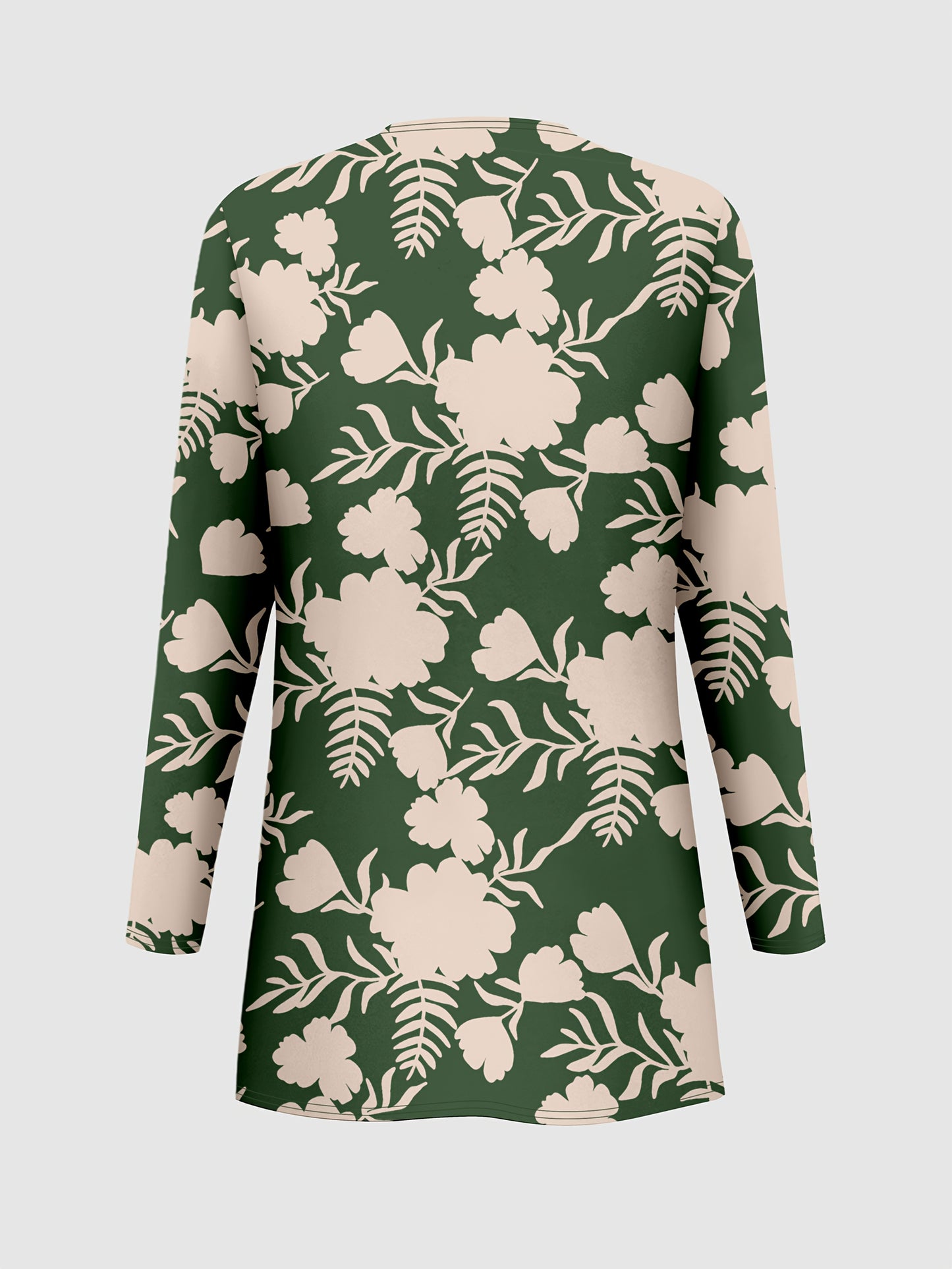 Plus Size, A three-piece set of Women's plus-size elegant floral print top and solid-color vest pants