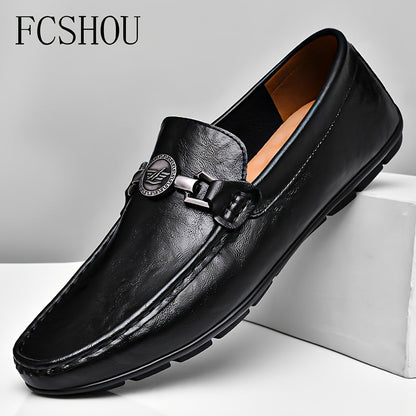 Men's Slip-On Leather Loafers - Stylish Casual & Business Shoes