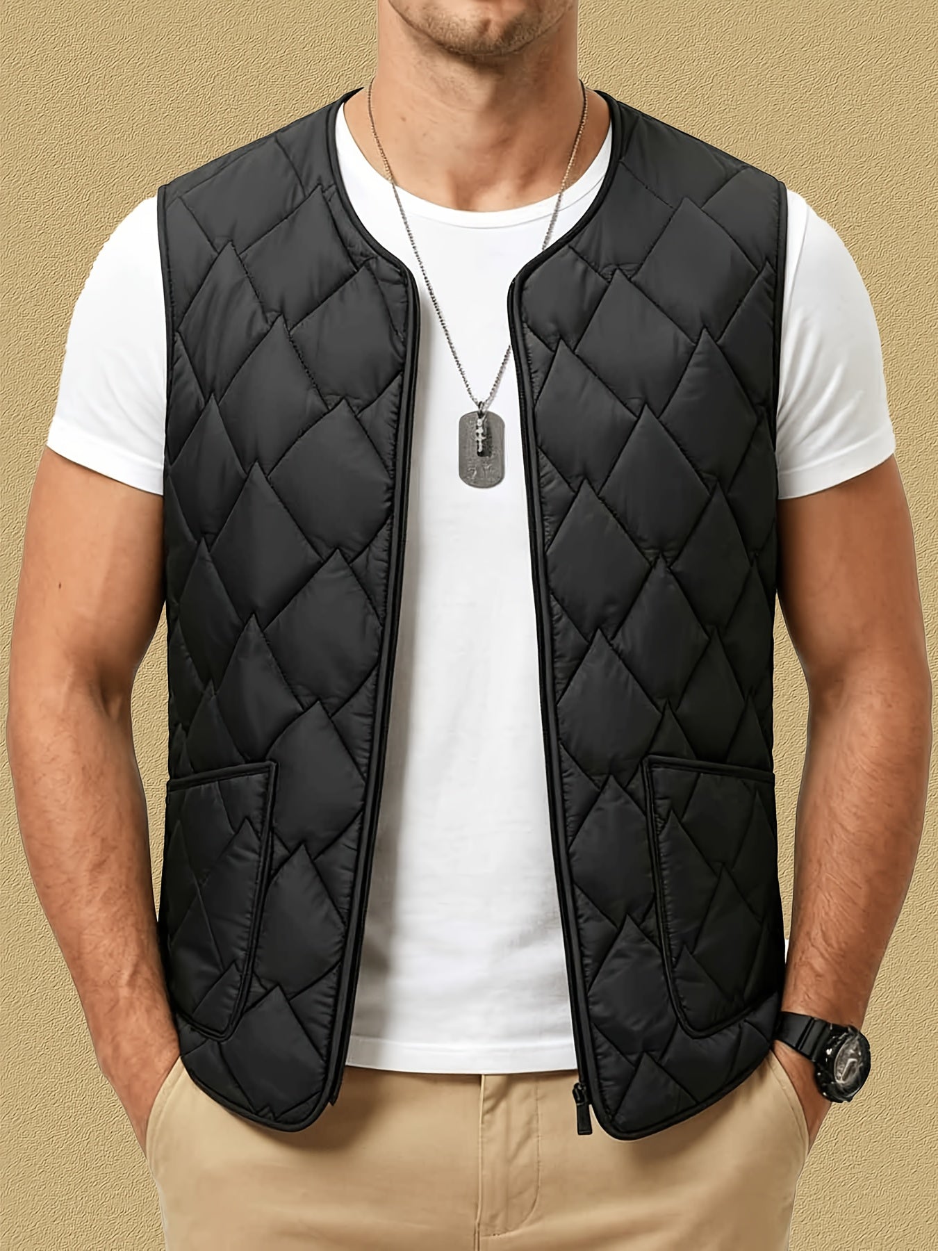 Men's Thermal Sleeveless Vest Jacket - Warm Casual Layering