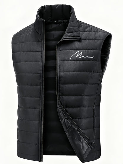 Men's Sleeveless Casual Polyester Vest - Lightweight & Warm