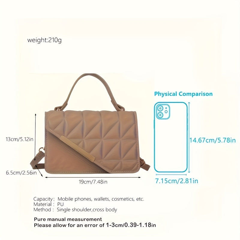 1pc Stylish Quilted Crossbody Bag for Women - Adjustable Strap & Magnetic Clasp Closure, Lightweight Durable Design for Everyday Work Outings, Multiple Colors Available