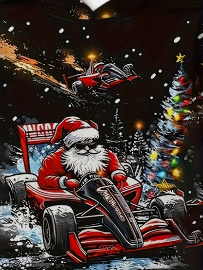 Boys' Creative 3D Digital Print Youngsters' Set, Loose Fit Casual Cap, Sweatshirt, and Pants for Middle to Large Sizes, Perfect for Spring/Fall, with Pockets and Geometric Patterns, Casual Wear|Playful Design|Pocketed Pants,