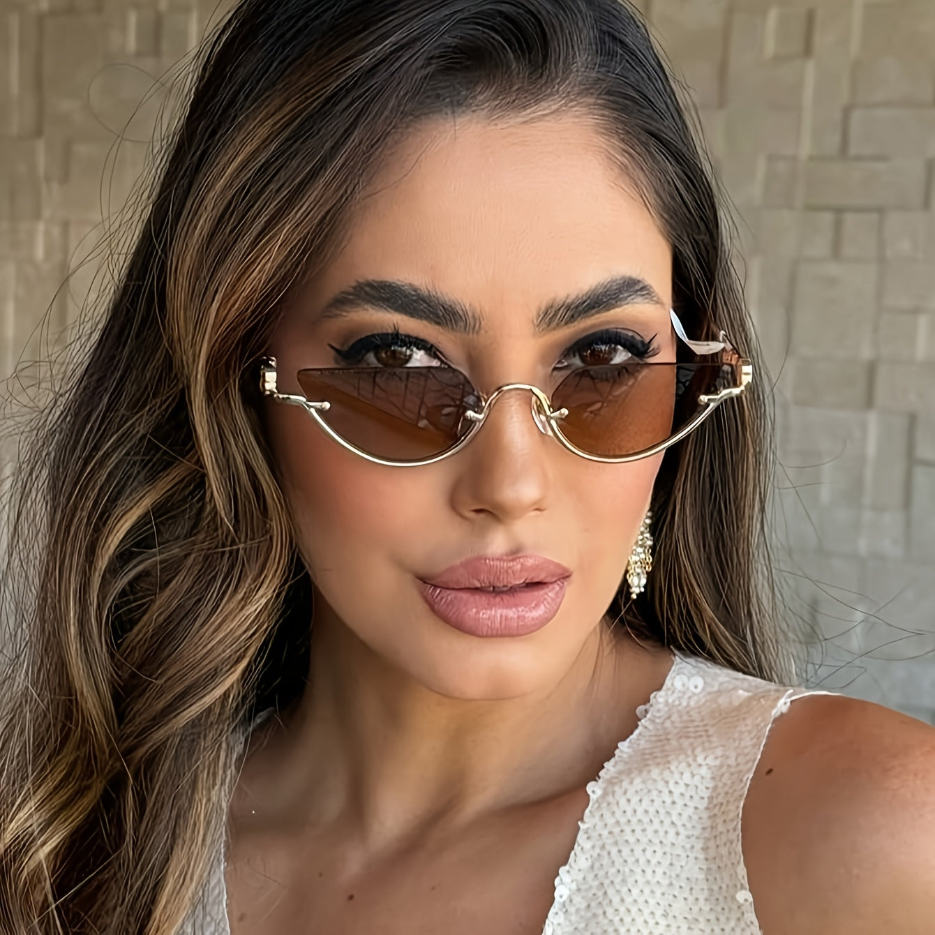 Women’s Retro Half-Frame Cat-Eye Glasses with Tinted Lenses