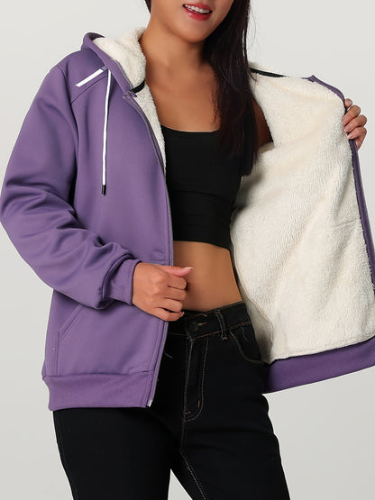 Women'S Heavyweight Winter Jacket - Thermal Insulated Cold Weather Coat with Full-Zip Closure, Large Front Pockets - Purple Outerwear for Everyday & Formal Events - Non-Stretchy Polyester Fabric - Easy-Care Ladies Outerwear,