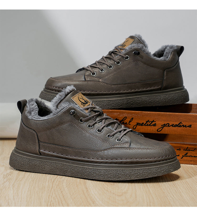 Men'S Winter Hiking Shoes - Cold Weather Traction Outdoors, Lace-Up Ankle Support, Cushioned EVA Insole - Synthetic Faux Upper - All-Terrain Traction for Snow, Ice, Mud - Low-Top Design - Black/Brown - Ideal for Hiking, Urban