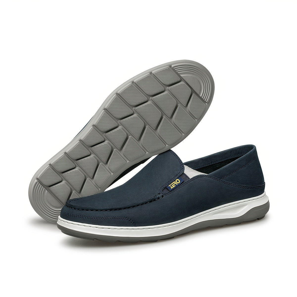 Men's Lightweight Leather Casual Loafers with Soft Heel Counter