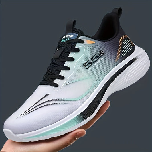Men'S Breathable Mesh Running Shoes - Lightweight, Non-Slip, Shock-Absorbing Sneakers with Air Cushion Technology for Gym, Hiking  Casual Wear - Black  White Design, Gym Shoes