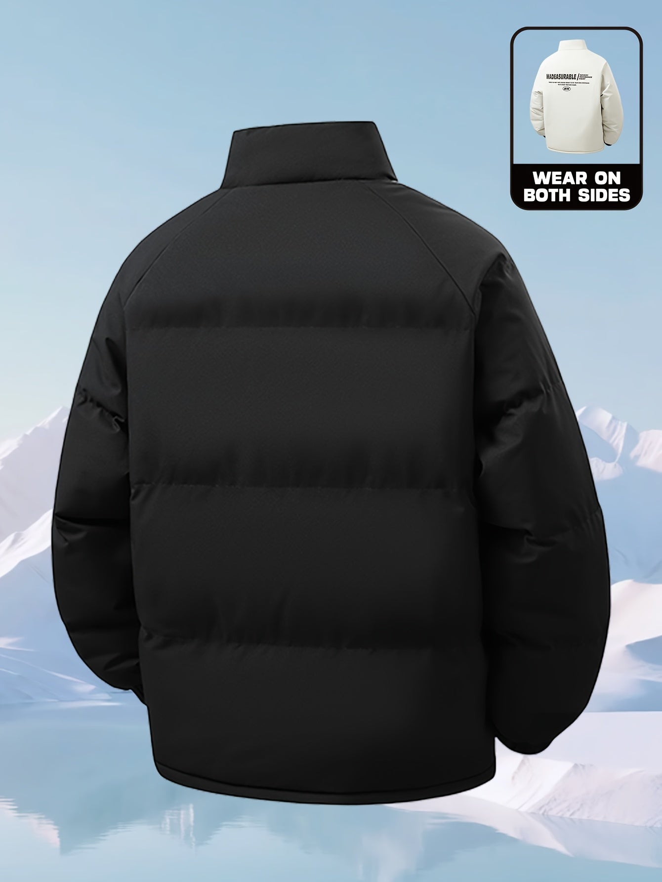 Men'S Heavy-Duty Thermal Jacket - Double-Sided Winter Coat with Full-Zip Closure, Soft Non-Stretch Fabric, Stand Collar - Cold Weather Outerwear for Office, Commuting, Thick, Outdoor - Easy-care Polyester Jacket, Winter Jacke