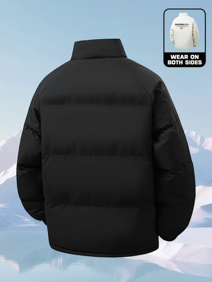 Men'S Heavy-Duty Thermal Jacket - Double-Sided Winter Coat with Full-Zip Closure, Soft Non-Stretch Fabric, Stand Collar - Cold Weather Outerwear for Office, Commuting, Thick, Outdoor - Easy-care Polyester Jacket, Winter Jacke