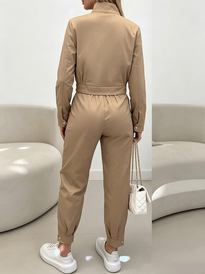 Casual Loose-Fit Ankle Pants & Cropped Jacket Set for Spring/Fall