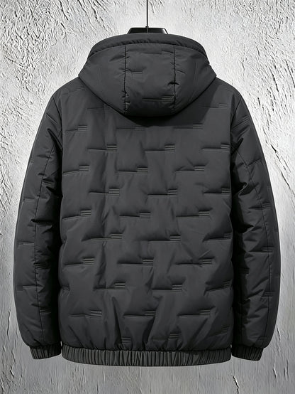Men's Casual Hooded Zipper Jacket, Thickened Fall/Winter Coat