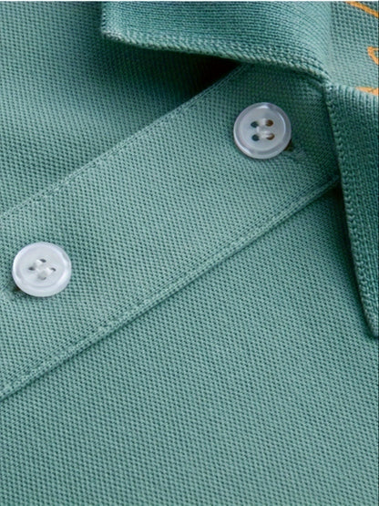 Men'S Short-Sleeve Polo Shirt with 95% And Embroidered Design - ayq