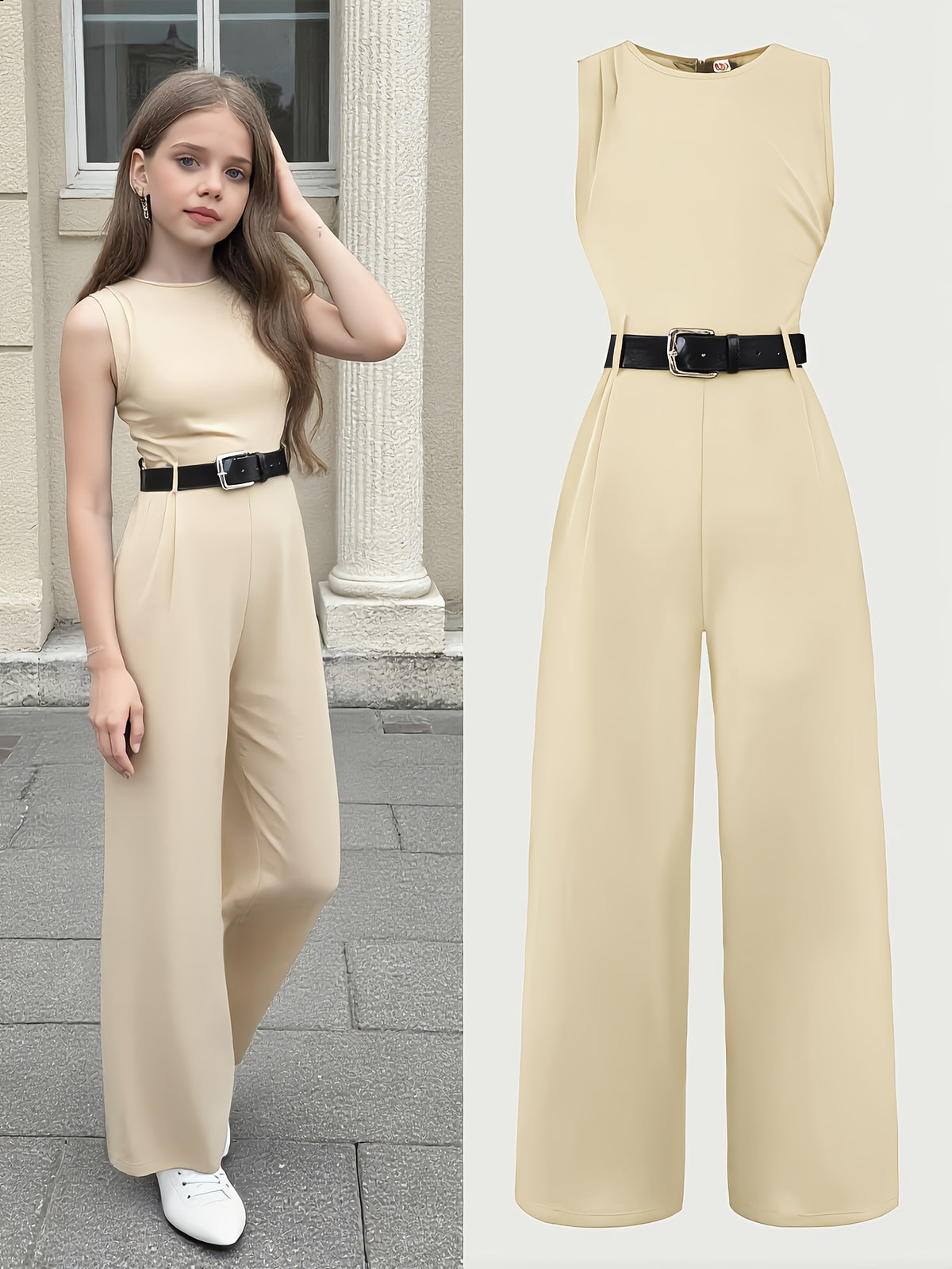 Girls' Sleeveless Wide-Leg Jumpsuit for Spring and Summer