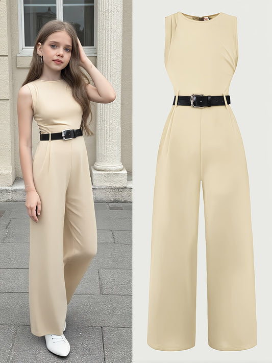 Girls' Sleeveless Wide-Leg Jumpsuit for Spring and Summer