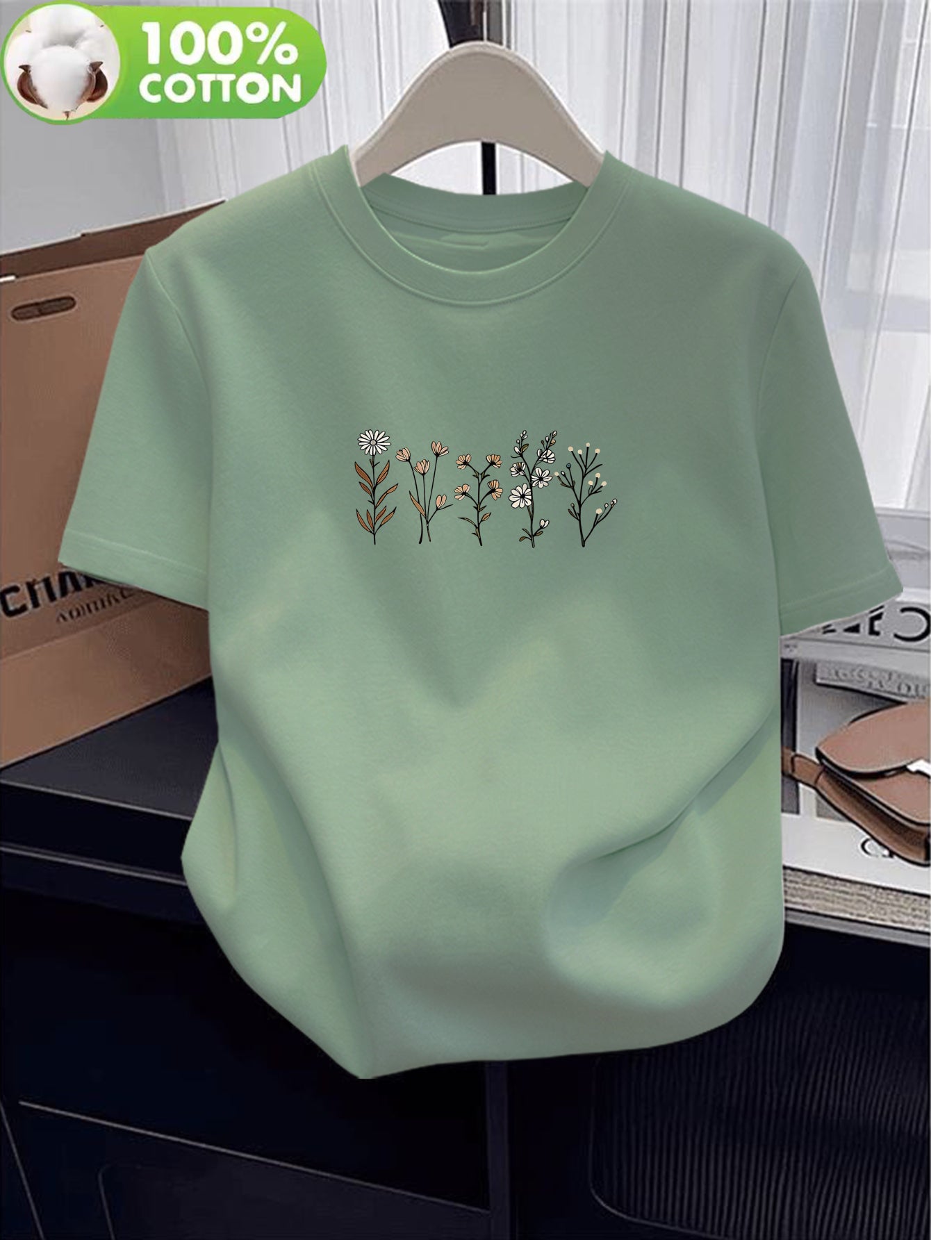Women's Cotton Casual T-Shirt with Alphabet Pattern, Summer Fit