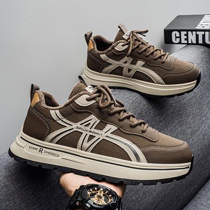 Men's Winter Thermal Low-Top Sneakers with Warm - All-Black Round Toe Lace-Up Shoes Suitable for, Outdoor, Daily Wear - Rubber Sole & Upper