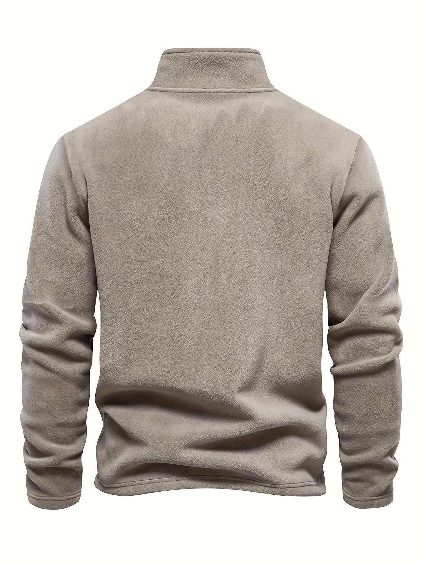 Men's Heavy-Duty Fleece-Like Winter Jacket with Full-Zip Closure & Mountain Logo Embellishment - Stand Collar Long Sleeve H-Shape Silhouette, Brown/White, Machine Washable Cold Weather Skiing & Outdoor Coat (No Belt)