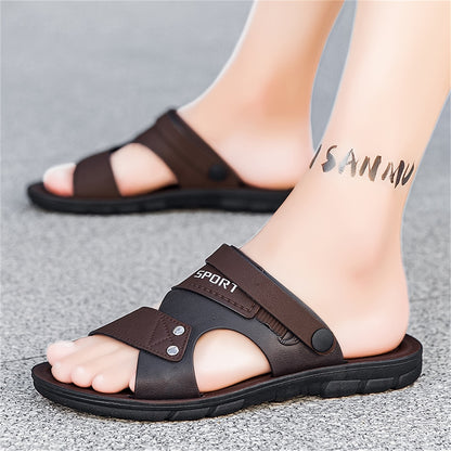 Men's Large Size Dual-purpose Outdoor Slipper for Couples, Outdoor Sports, Non-slip Soft Bottom Driving Shoes, Beach Open-toe Slippers - ayq