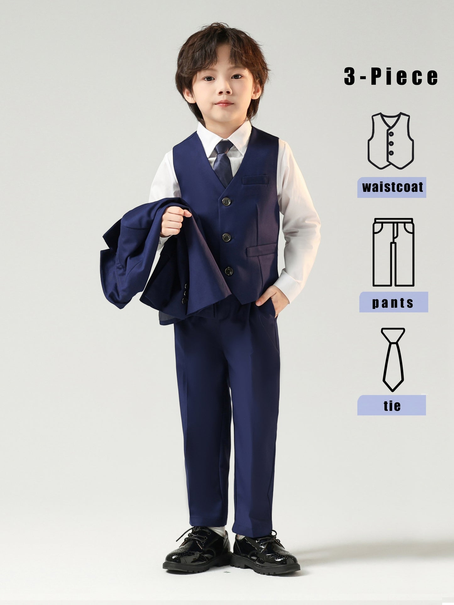 Boys' Formal Gentleman Vest Set with Tie and Pants, Party Style