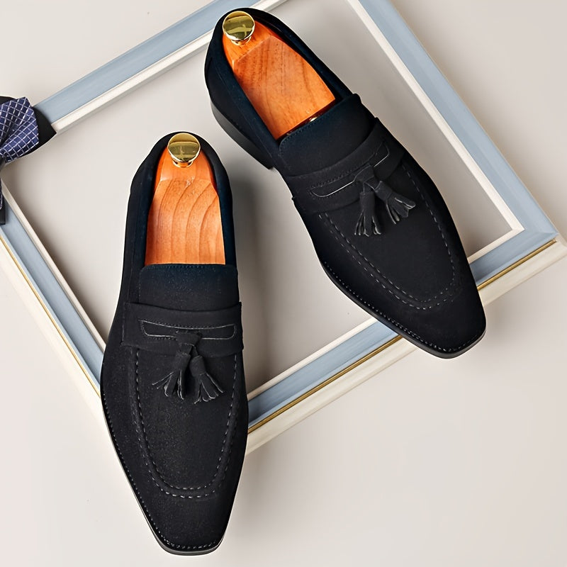 Men's Slip-On Tassel Loafers with Rubber Sole - Casual & Business
