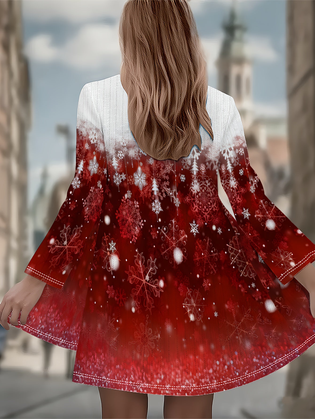 Plus Size Women's Winter Cardigan Coat - Burgundy Red & White Snowflake Print Deep Jacket, Loose-Fit Collar Sweater Coat for Christmas, New Year's Eve Parties & Cold Weather (Machine Washable)