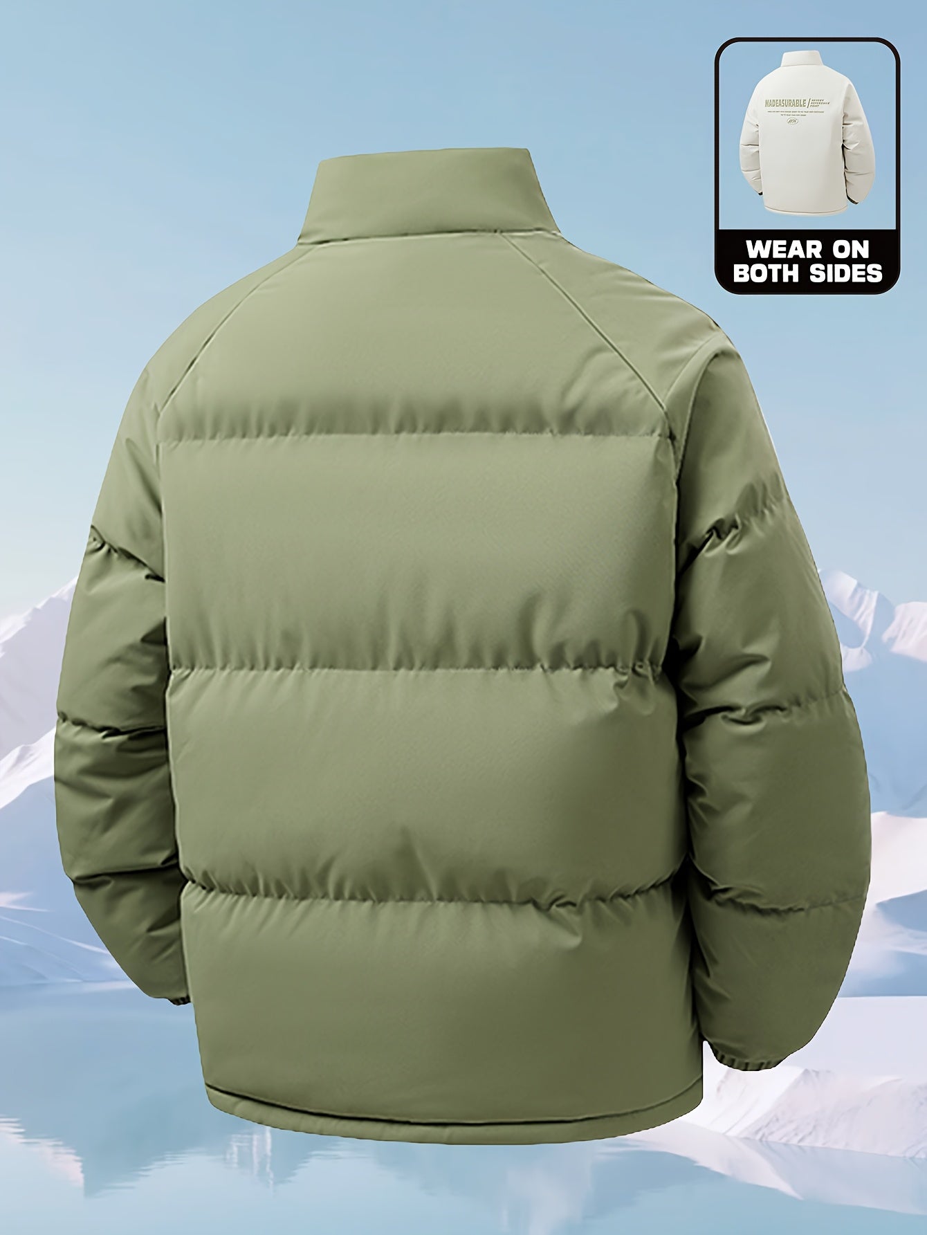 Men'S Heavy-Duty Thermal Jacket - Double-Sided Winter Coat with Full-Zip Closure, Soft Non-Stretch Fabric, Stand Collar - Cold Weather Outerwear for Office, Commuting, Thick, Outdoor - Easy-care Polyester Jacket, Winter Jacke