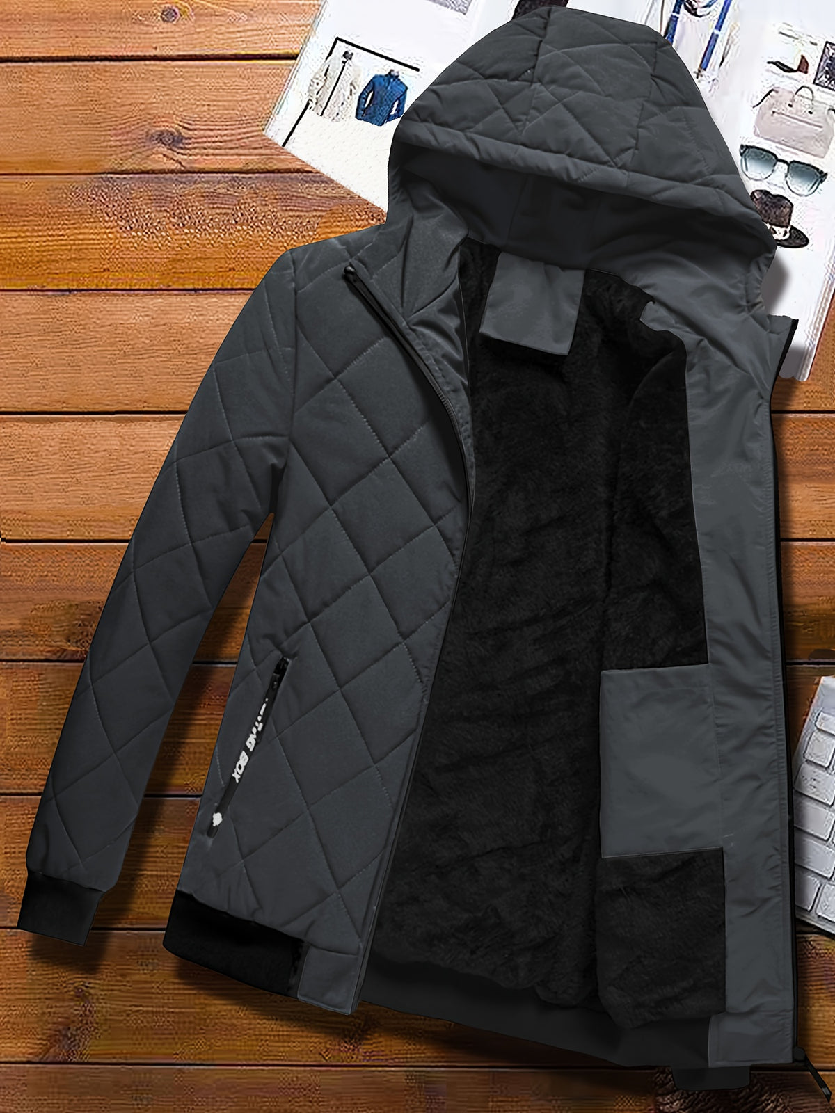 Men's Hooded Fleece-Lined Winter Jacket Casual Coat