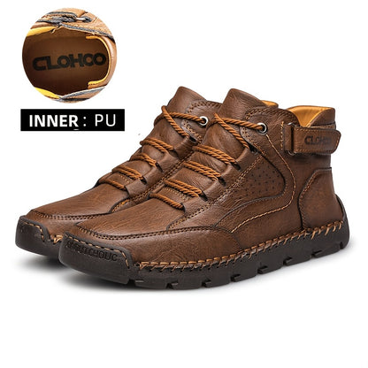 Men's Casual Lace-Up Ankle Boots with Rubber Sole