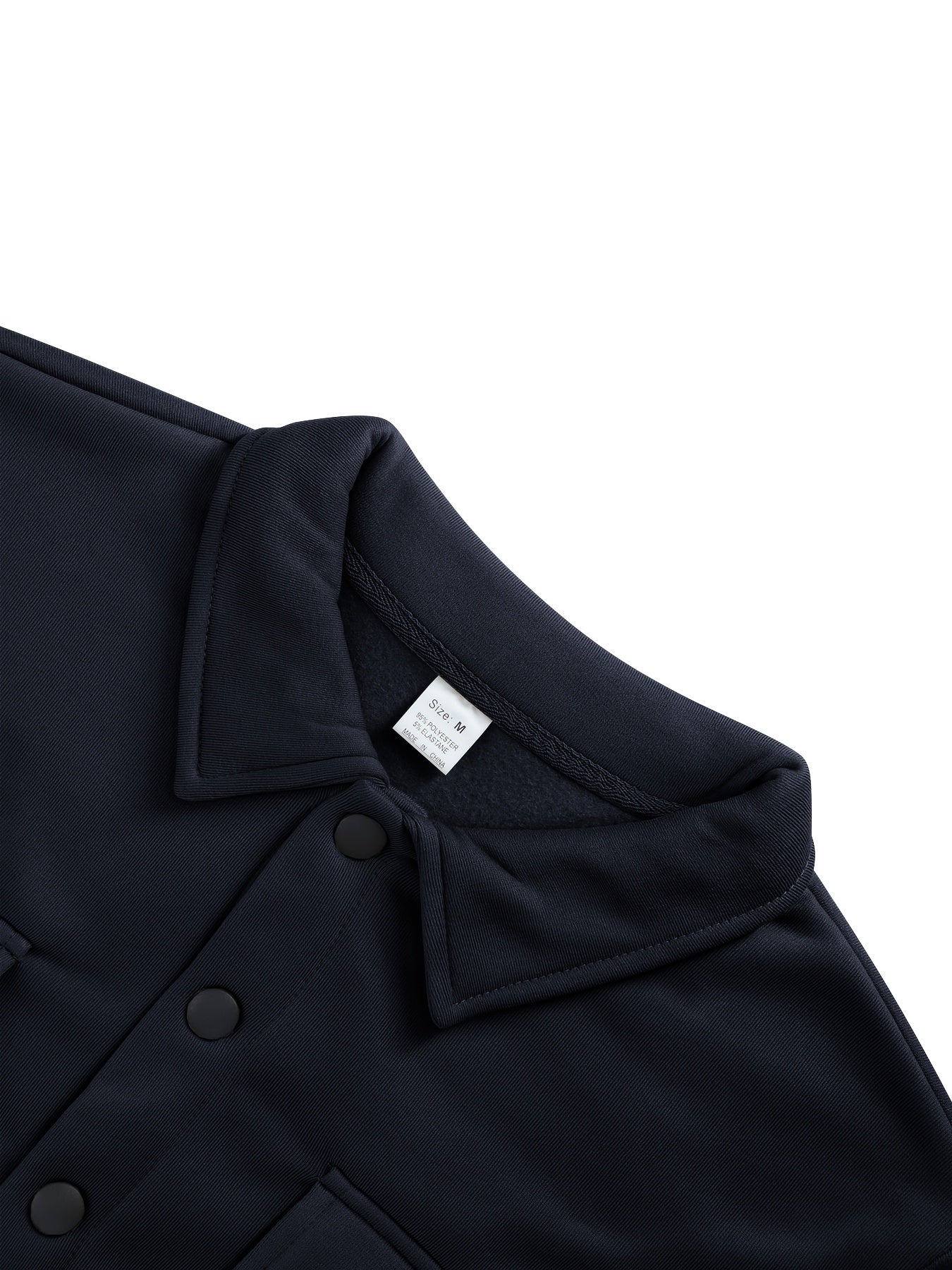 Men's Solid Color Lined Workwear Shirt Jacket with Snap Buttons