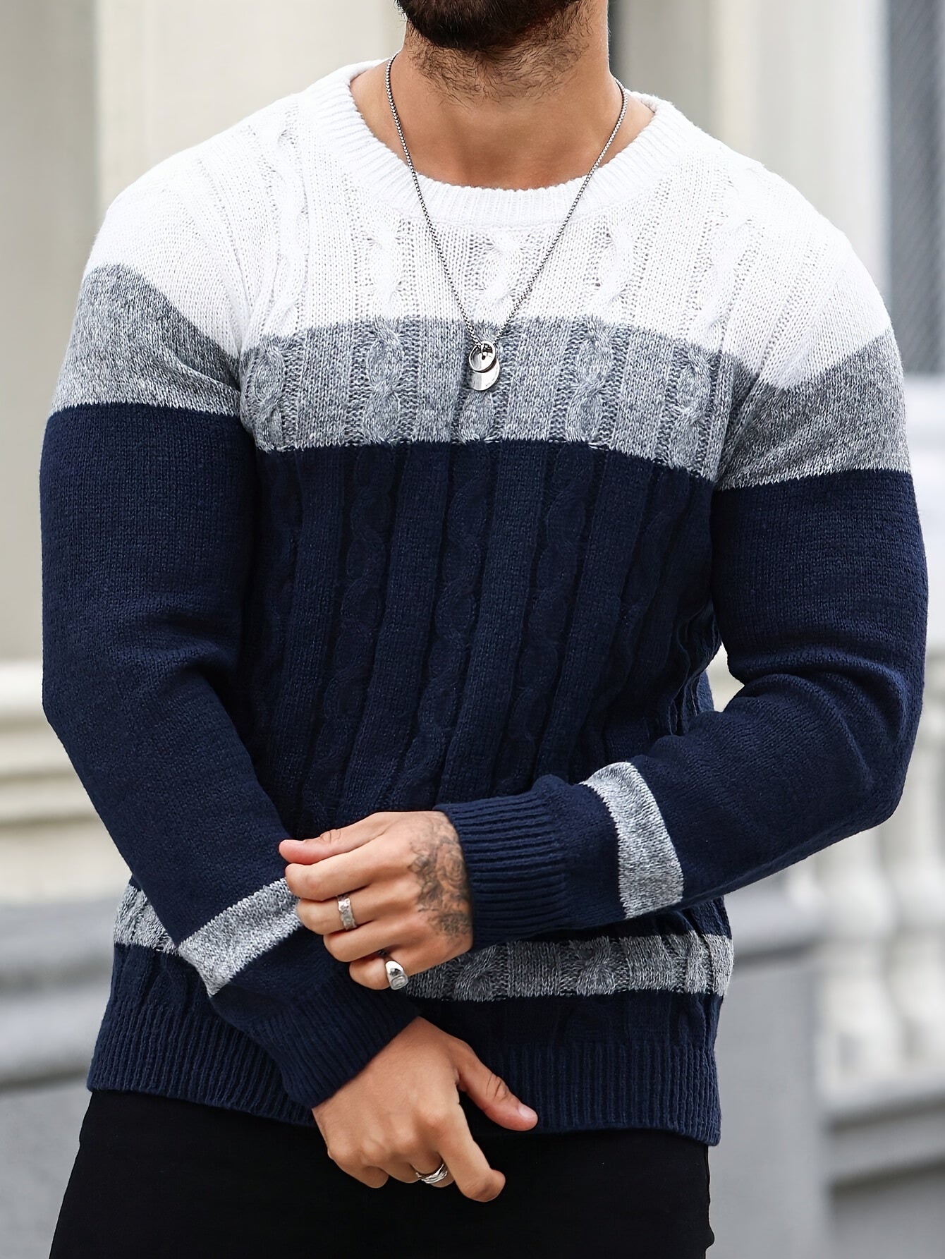New Fashion Versatile Casual Men's Knit Pullover