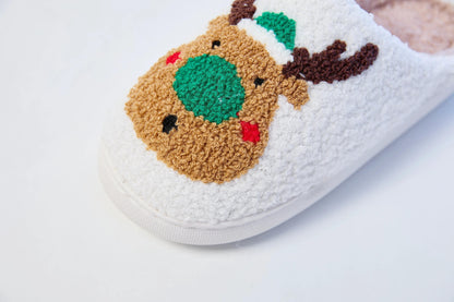 Mrs Hui Men's & Women's Plush Flocked Reindeer Slippers - Cozy Winter Indoor/Outdoor Christmas House with Antlers, Soft Warm & TPR Sole, Unisex -Like Footwear for Holiday Parties, Slippers For Women, House Slippers For Women,