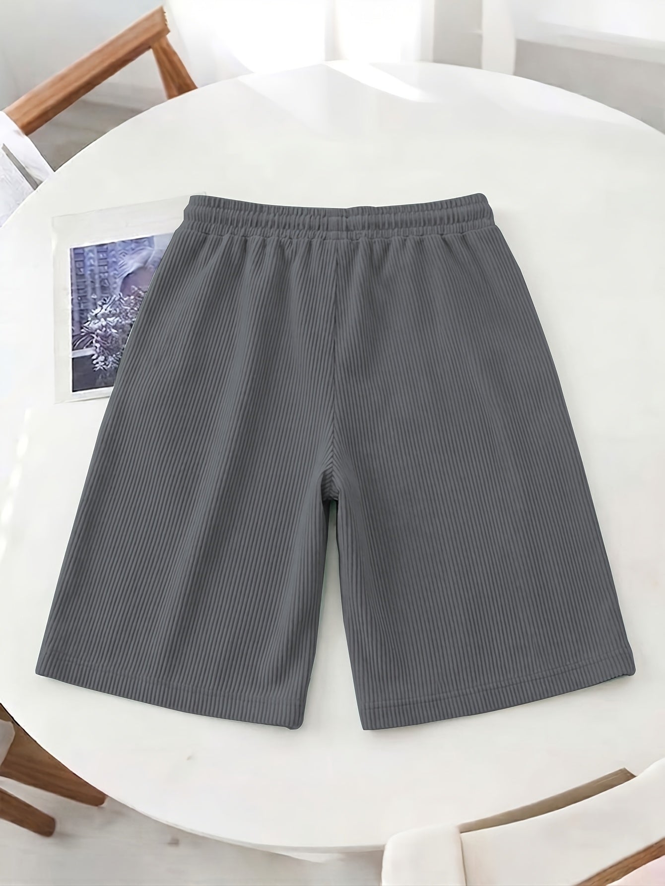 Women’s Casual Loose-Fit Corduroy 5-Point Pants with Elastic Waist