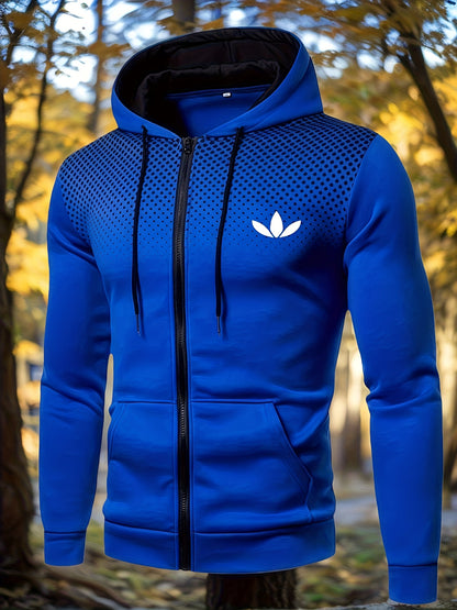 Men's Polyester Hoodie Zipper Sweatshirt for Fall Sportswear